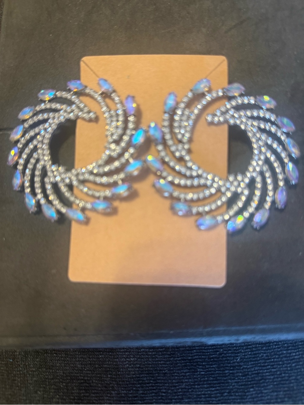 Iridescent Crystal Swirl Statement Earrings - Women Jewelry